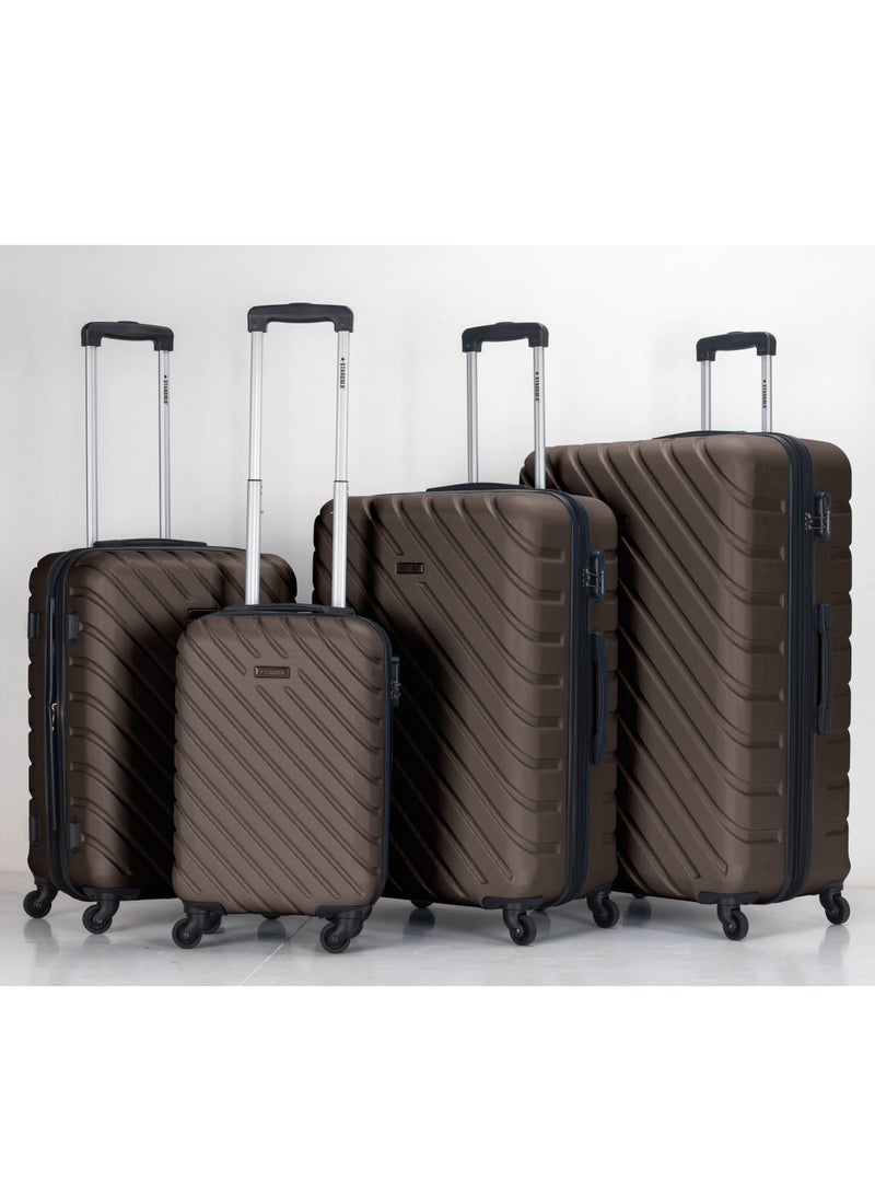 4 Pack Of Hardside Spinner Number Locked Luggage Trolley