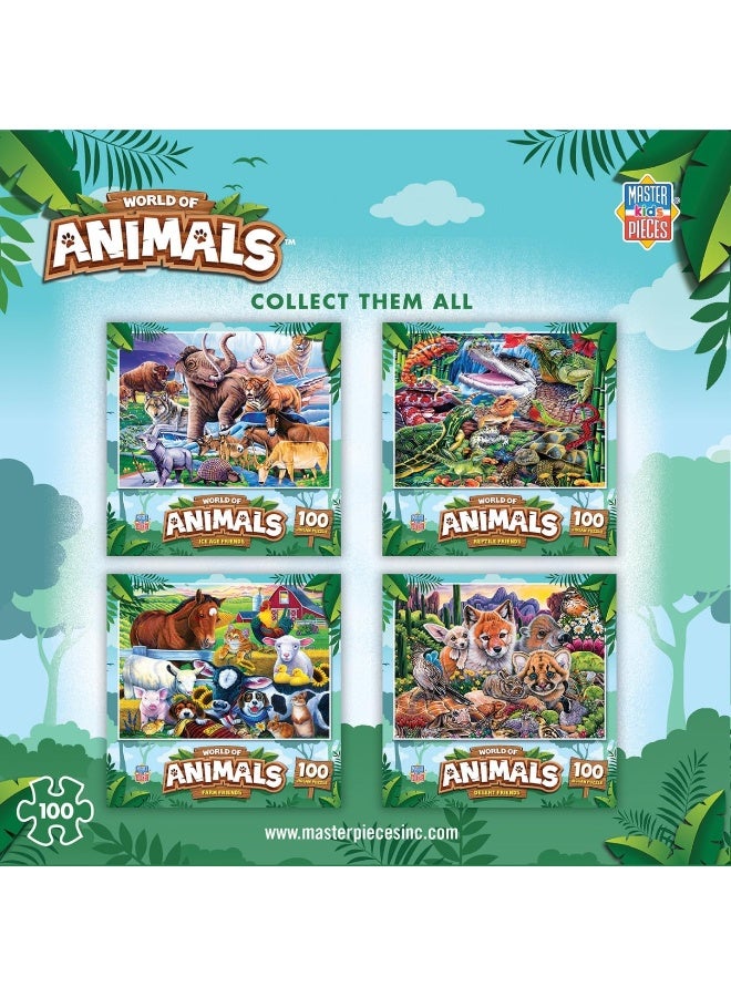 MasterPieces Kids 4-Pack Jigsaw Puzzle Set - World of Animals Collection - 100 Pieces Each - 8