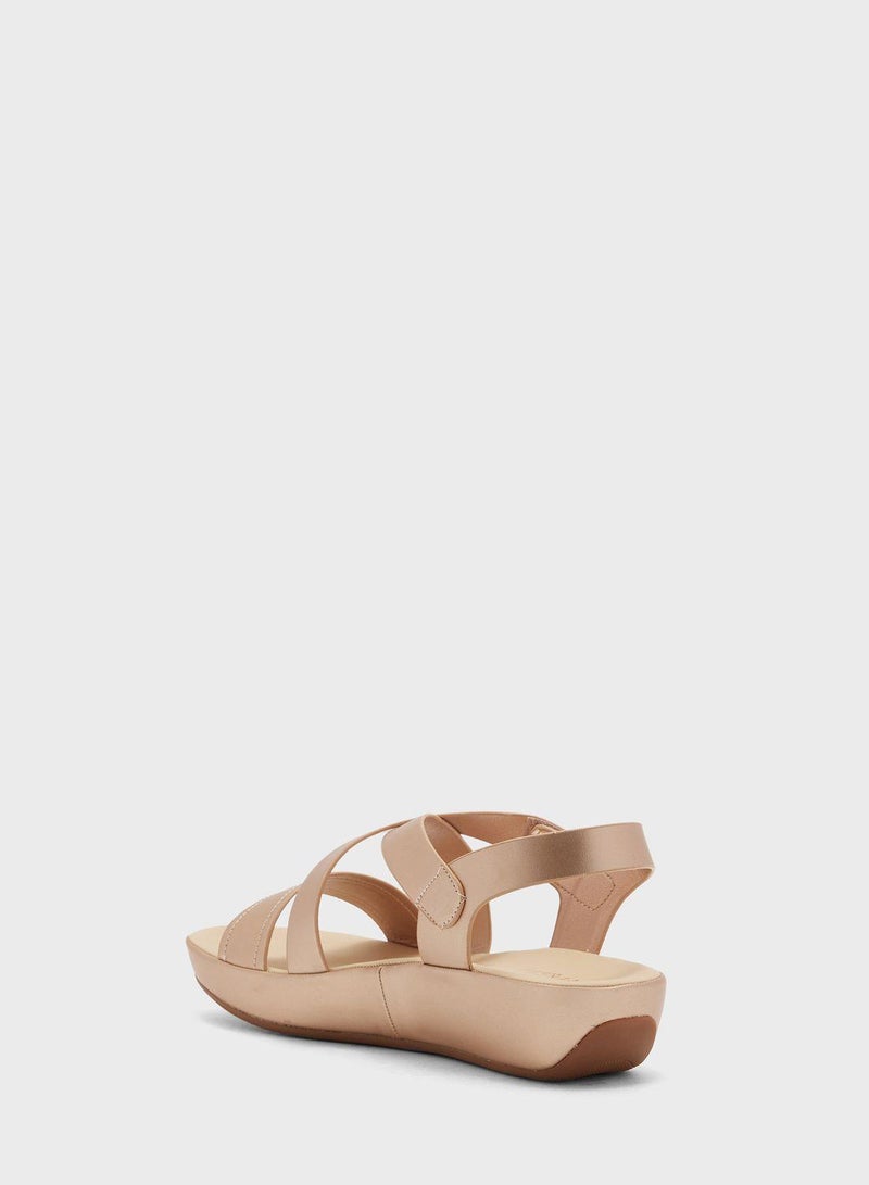 Multi Strap Low Heel Wedge Sandals