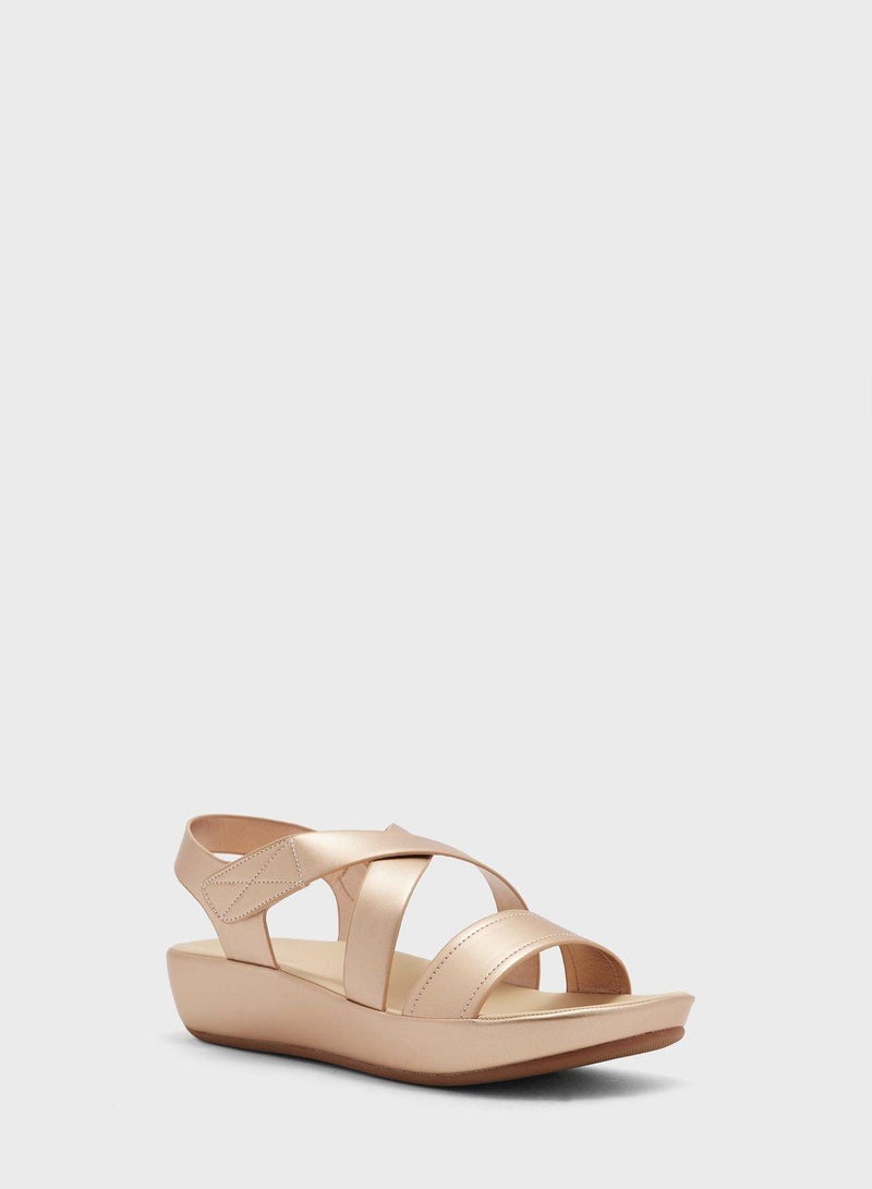 Multi Strap Low Heel Wedge Sandals