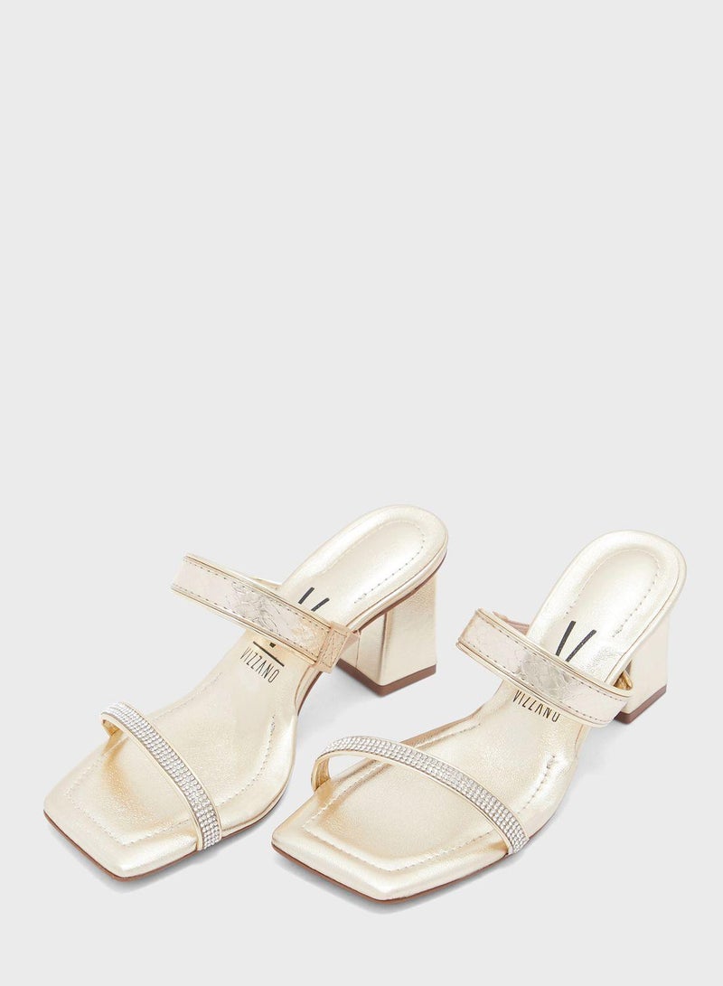 Cora Multi Strap Mid Heel Sandals