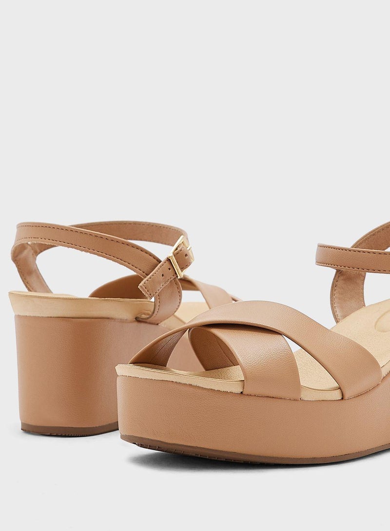 Teagan Multi Strap High Heel Wedge Sandals