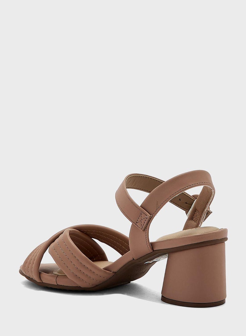 Multi Strap Mid Heel Sandals