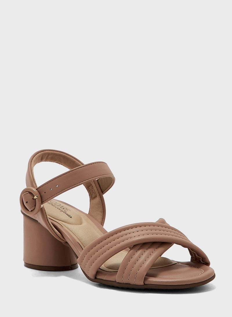 Multi Strap Mid Heel Sandals