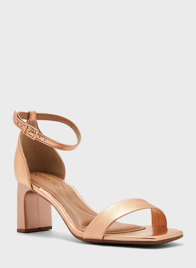 Multi Strap Mid Heel Sandals