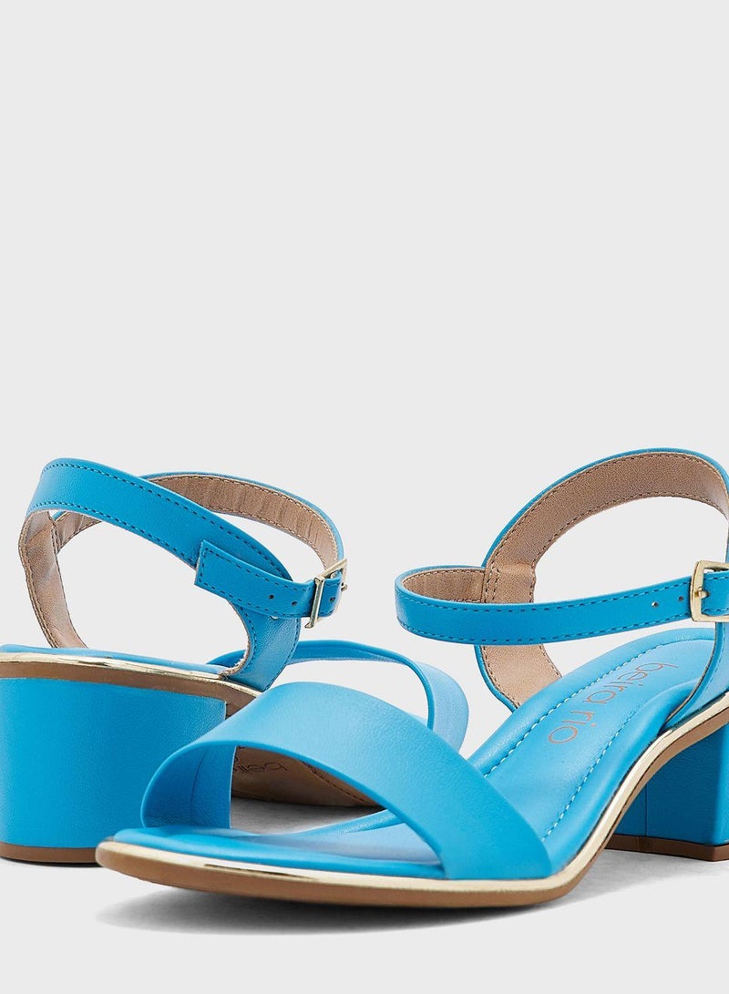 Ankle Strap Mid Heel Sandals