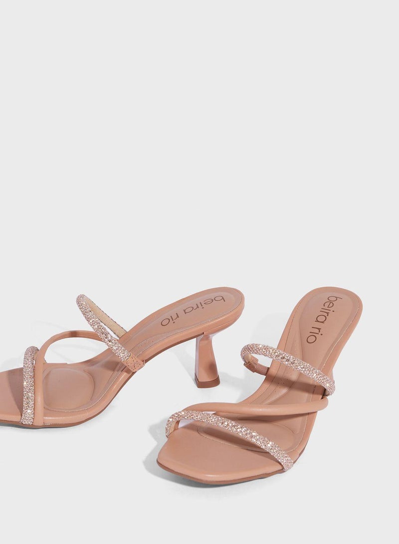 Georgia Multi Strap Mid Heel Sandals