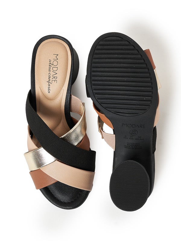 Multi Strap Mid Heel Sandals