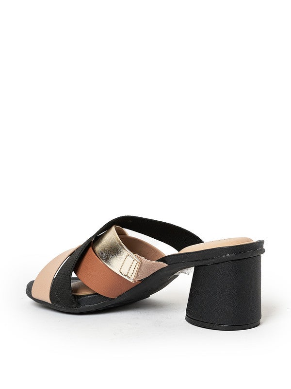 Multi Strap Mid Heel Sandals