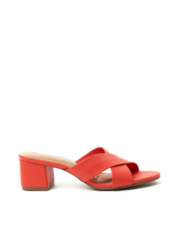 Stella Cross Strap Mid Heel Sandals