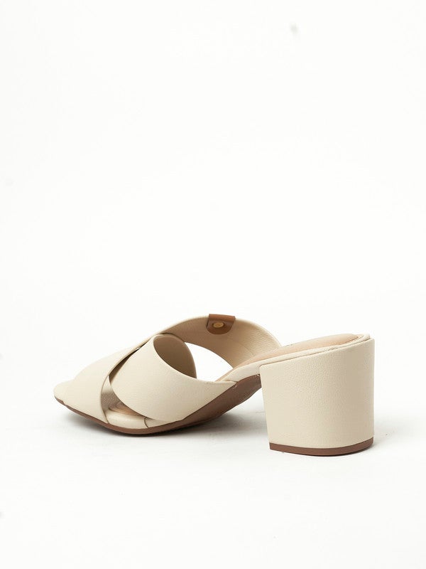 Cross Strap Mid Heel Sandals