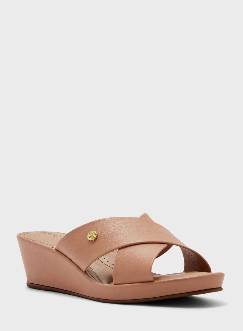 Cross Strap Low Heel Wedge Sandals