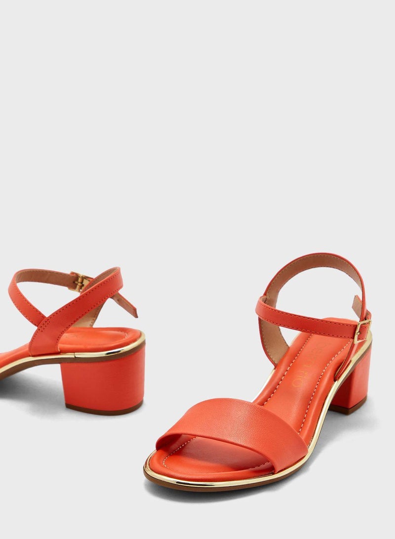 Ankle Strap Mid Heel Sandals