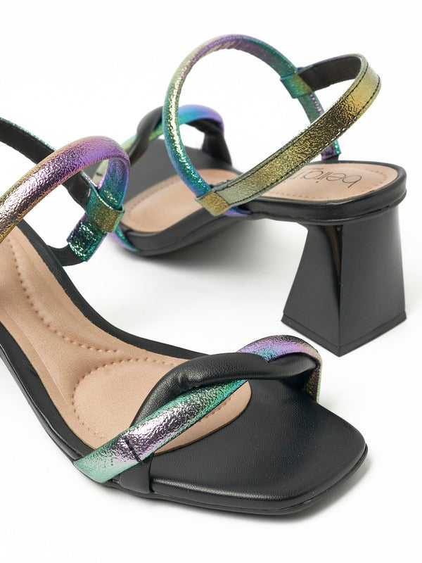 Olive Multi Strap Mid Heel Sandals