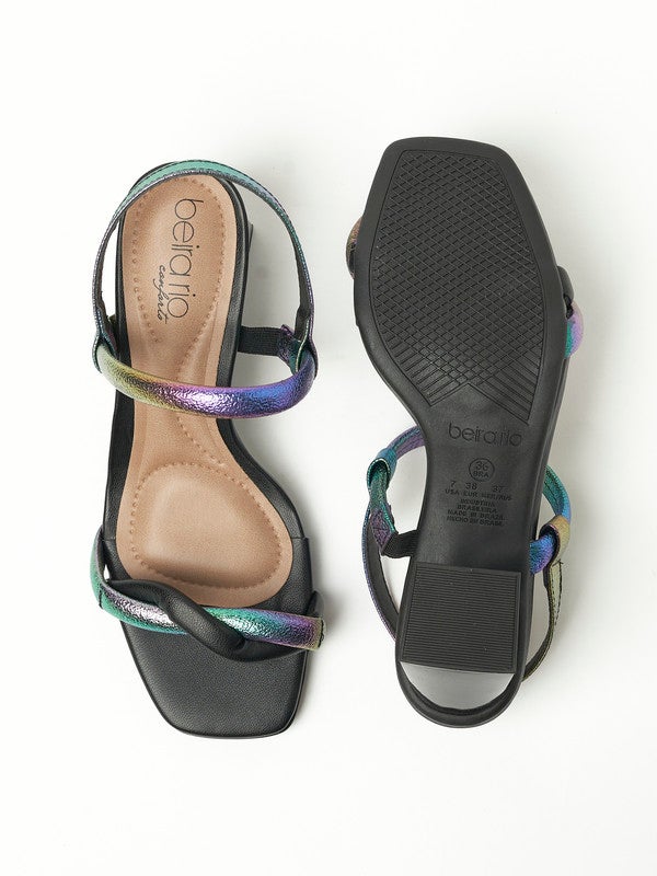 Olive Multi Strap Mid Heel Sandals