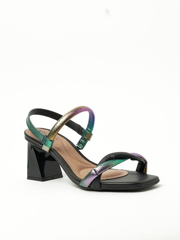 Olive Multi Strap Mid Heel Sandals