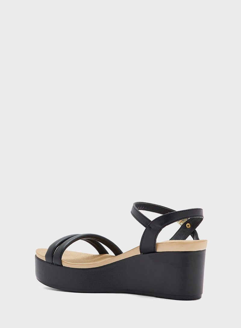 Ankle Strap Low Heel Wedge Sandals