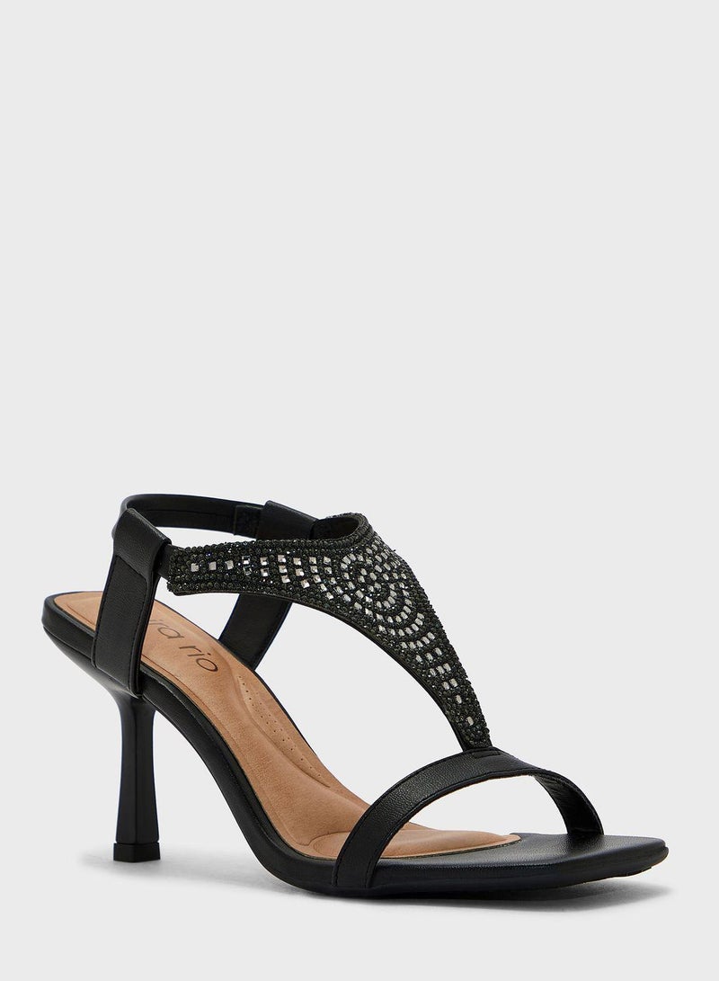 Multi Strap Mid Heel Sandals