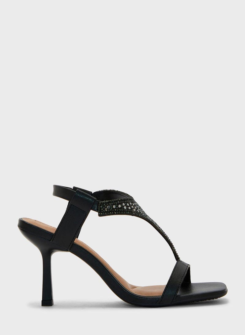 Multi Strap Mid Heel Sandals