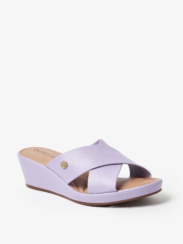 Cross Strap Low Heel Wedge Sandals