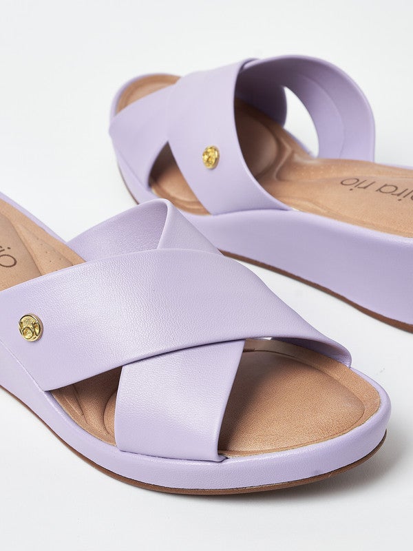 Cross Strap Low Heel Wedge Sandals