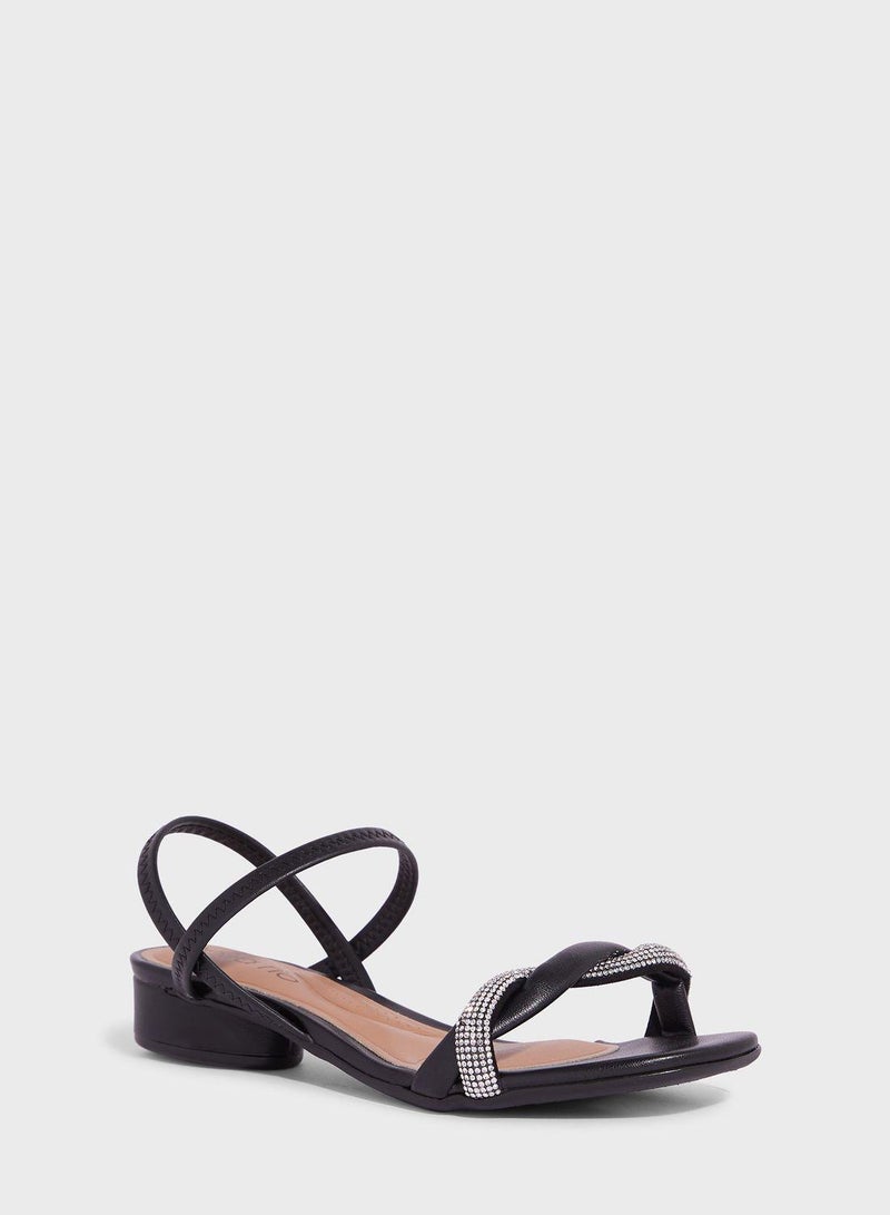 Adalyn Ankle Strap Low Heel Sandals