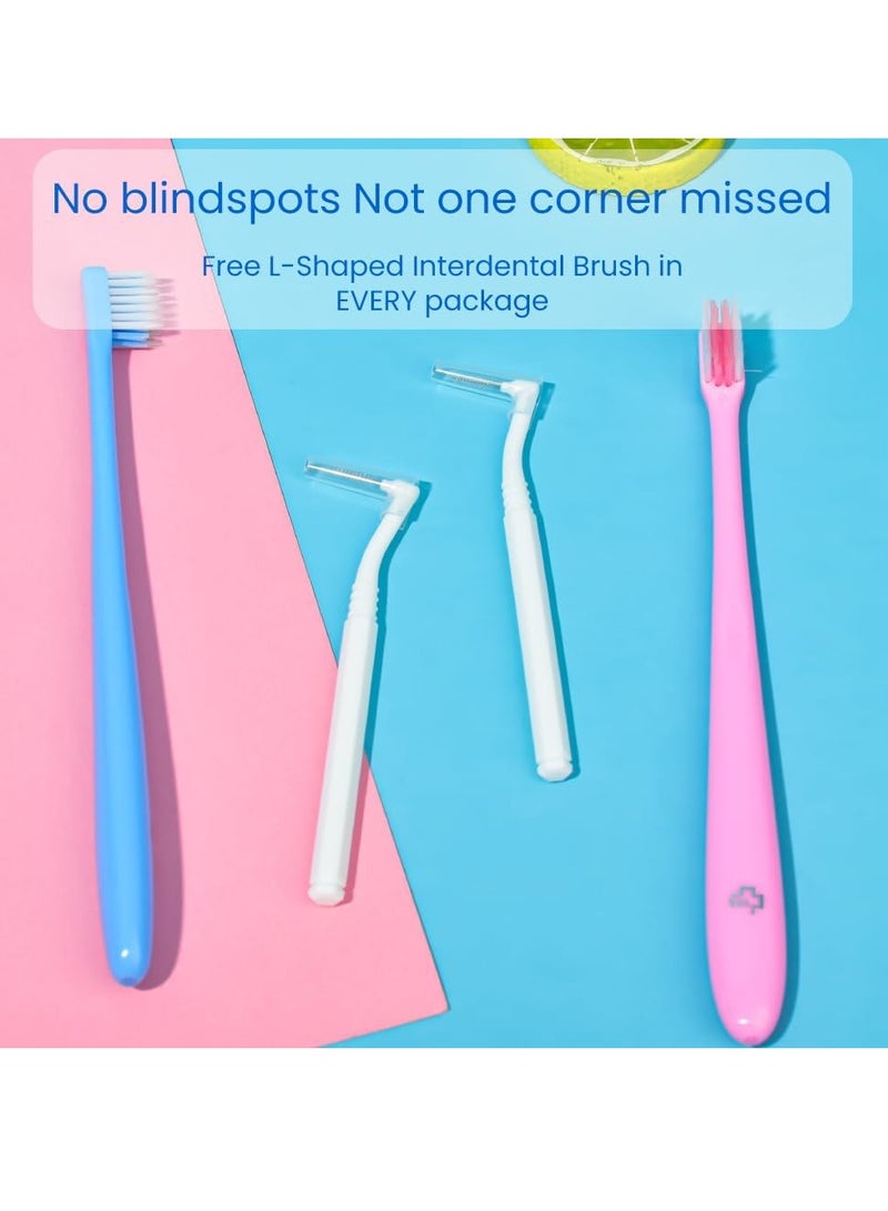 V-Shaped Orthodontic Toothbrush for Braces Brackets 4 Count (Pack of 1) Soft Bristle with Inter Dental Brush