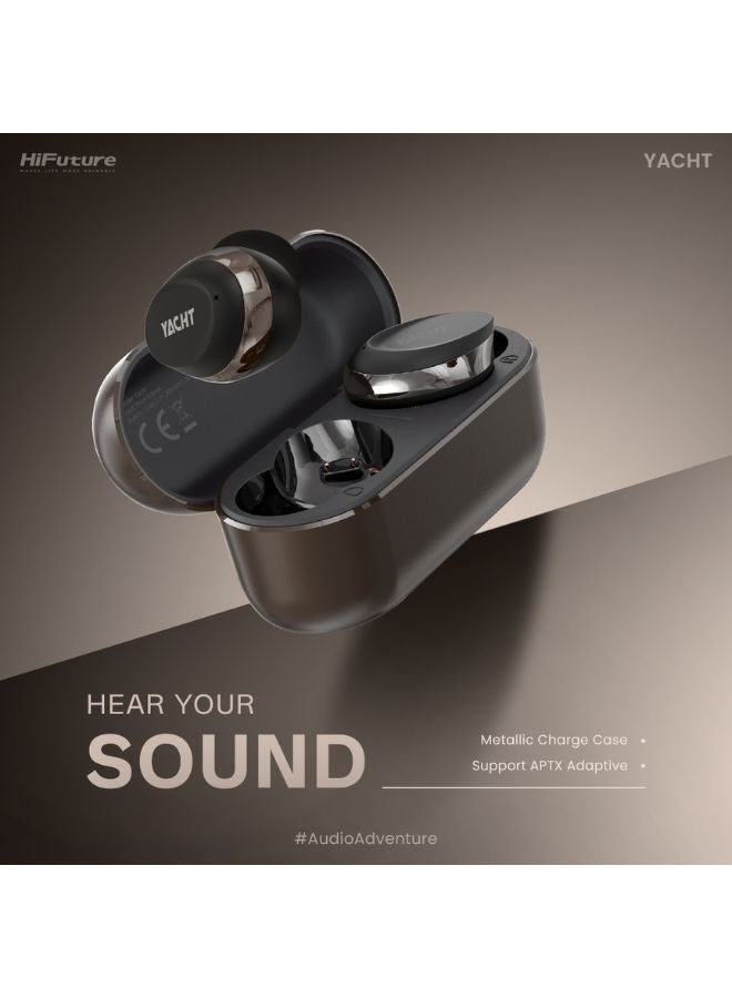 Yacht Wireless Earbuds with Wind Noise Cancellation, Black Color