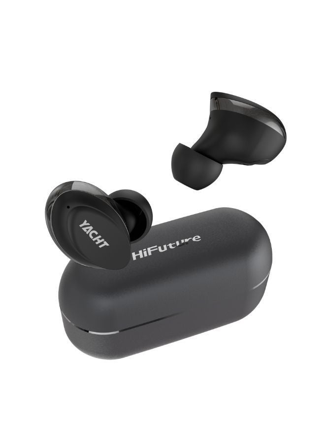 Yacht Wireless Earbuds with Wind Noise Cancellation, Black Color