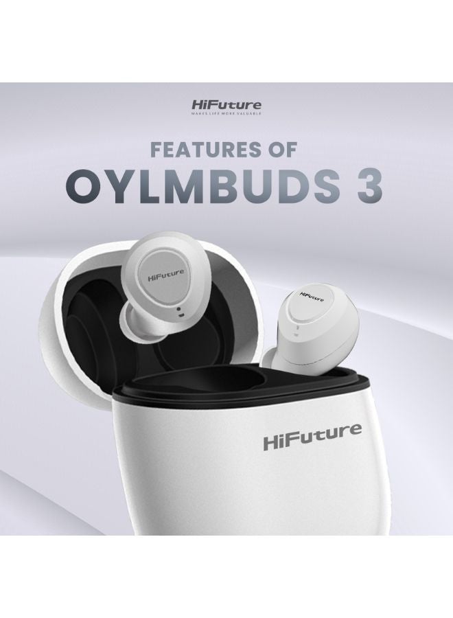 OlymBuds3 25Hrs Comfort Fit Wireless Earbuds, White Color, HEO3