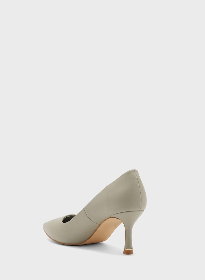 Pointed Toe Mid Heel Pumps