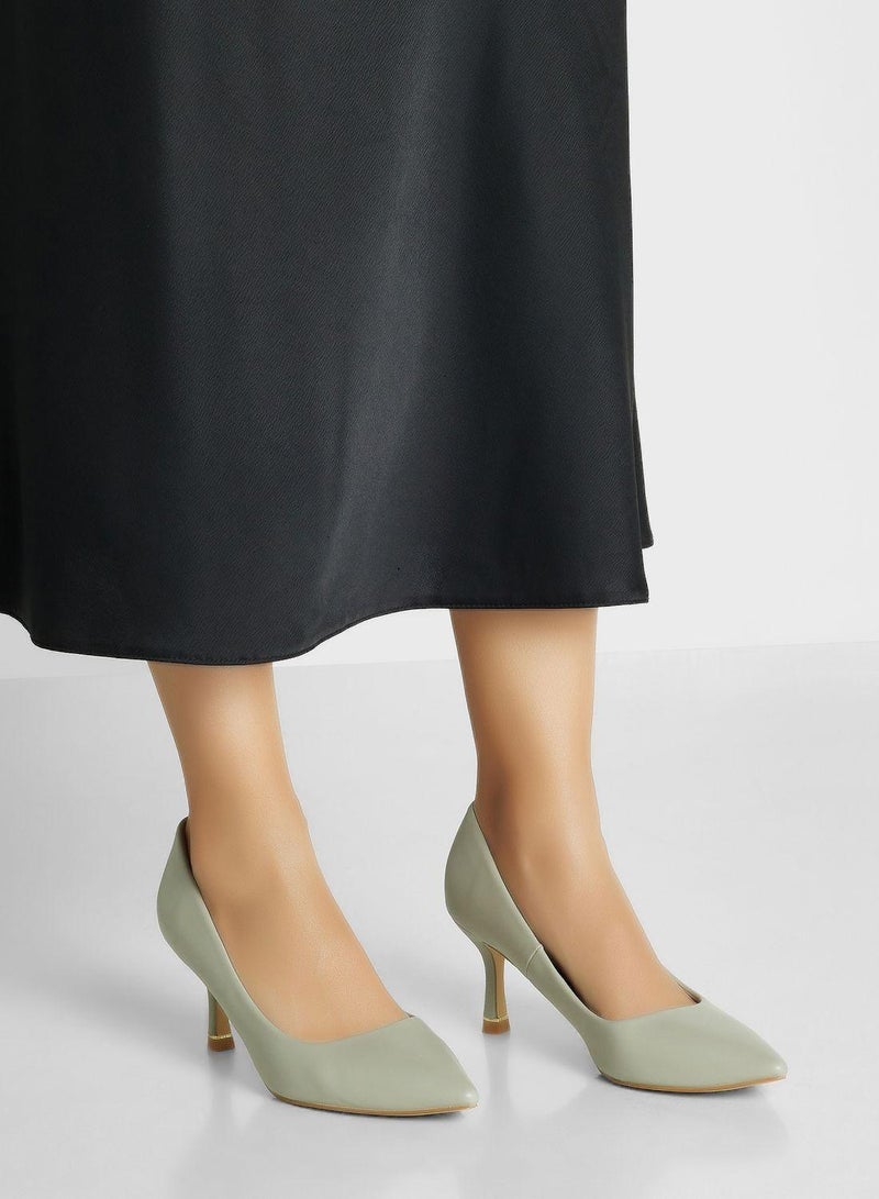 Pointed Toe Mid Heel Pumps