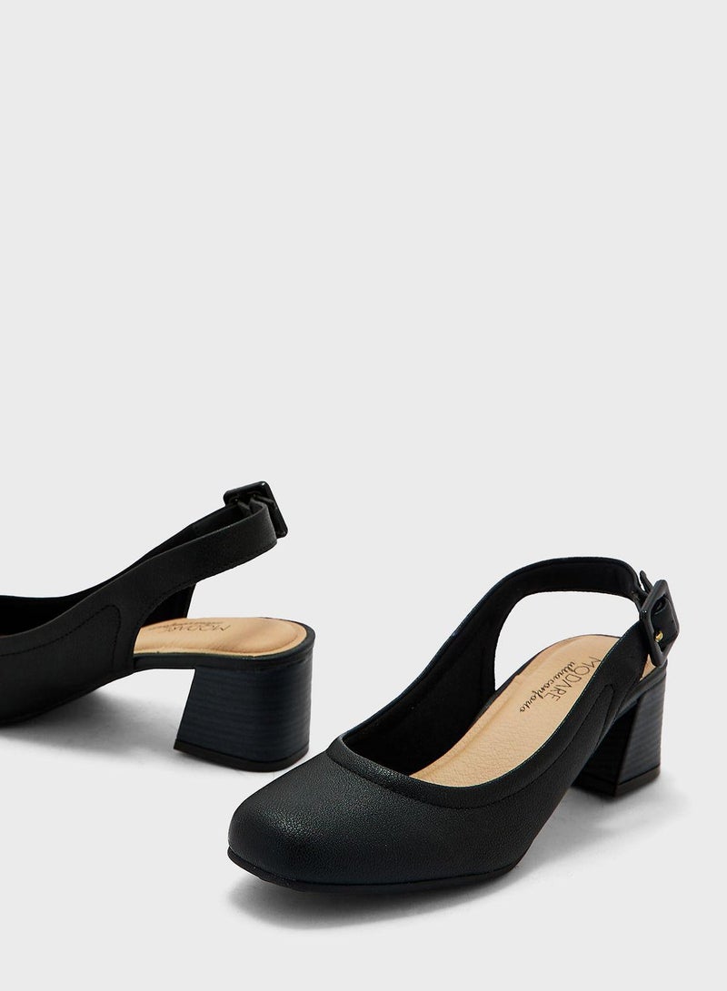 Ankle Strap Mid Heel Pumps