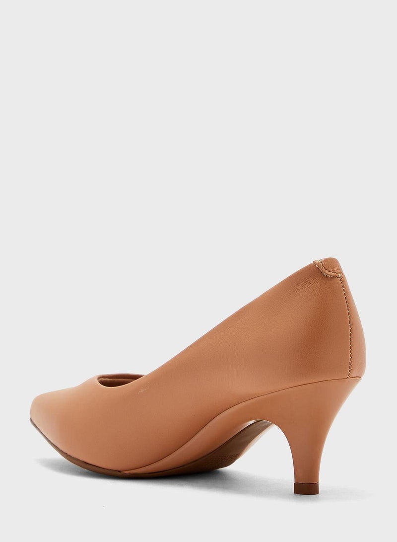 Leighton Pointed Toe Mid Heel Pumps