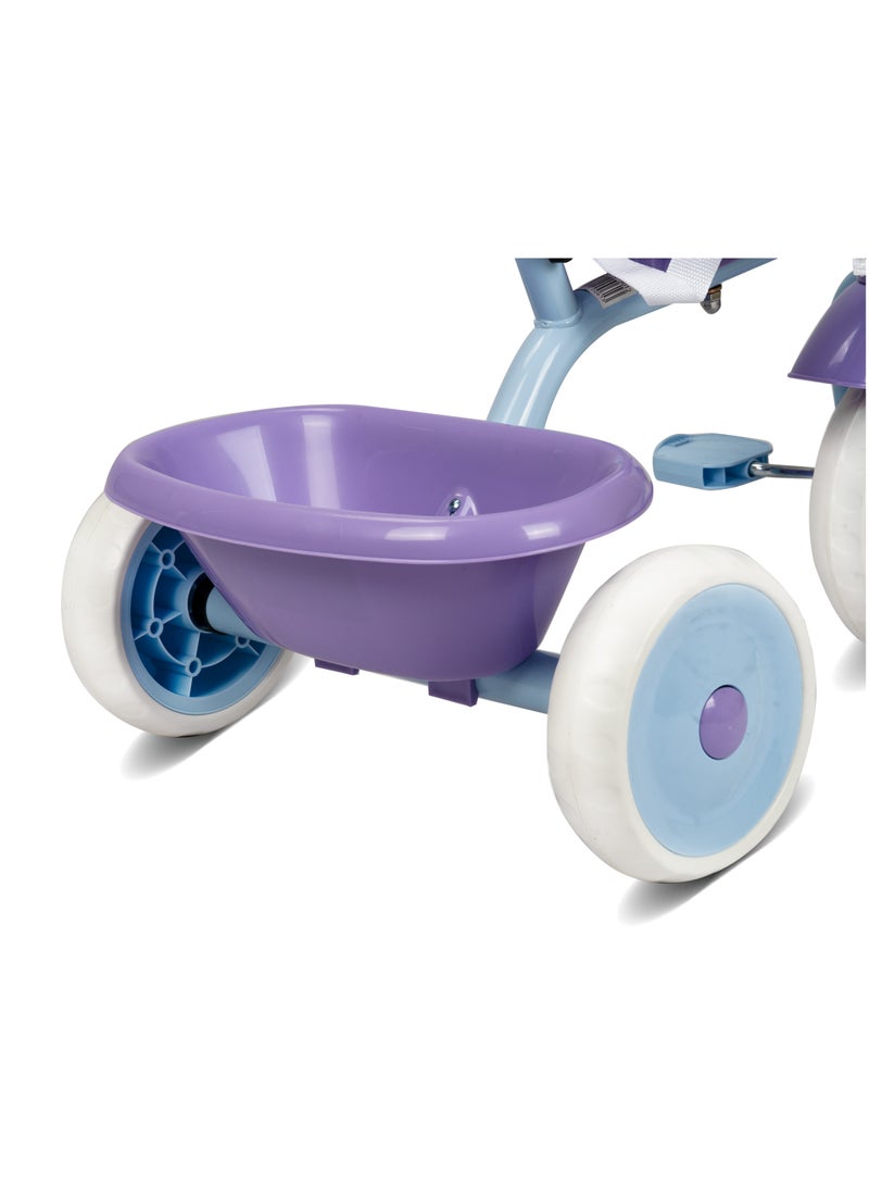 Spartan Disney Frozen Tricycle with Pushbar - Ergonomic Seat l Free-Wheel Pedal l 3-Point Safety Belt l Adjustable Handlebar l Detachable Push Bar l Comfortable & Safe Ride for Kids l Toddler Trike