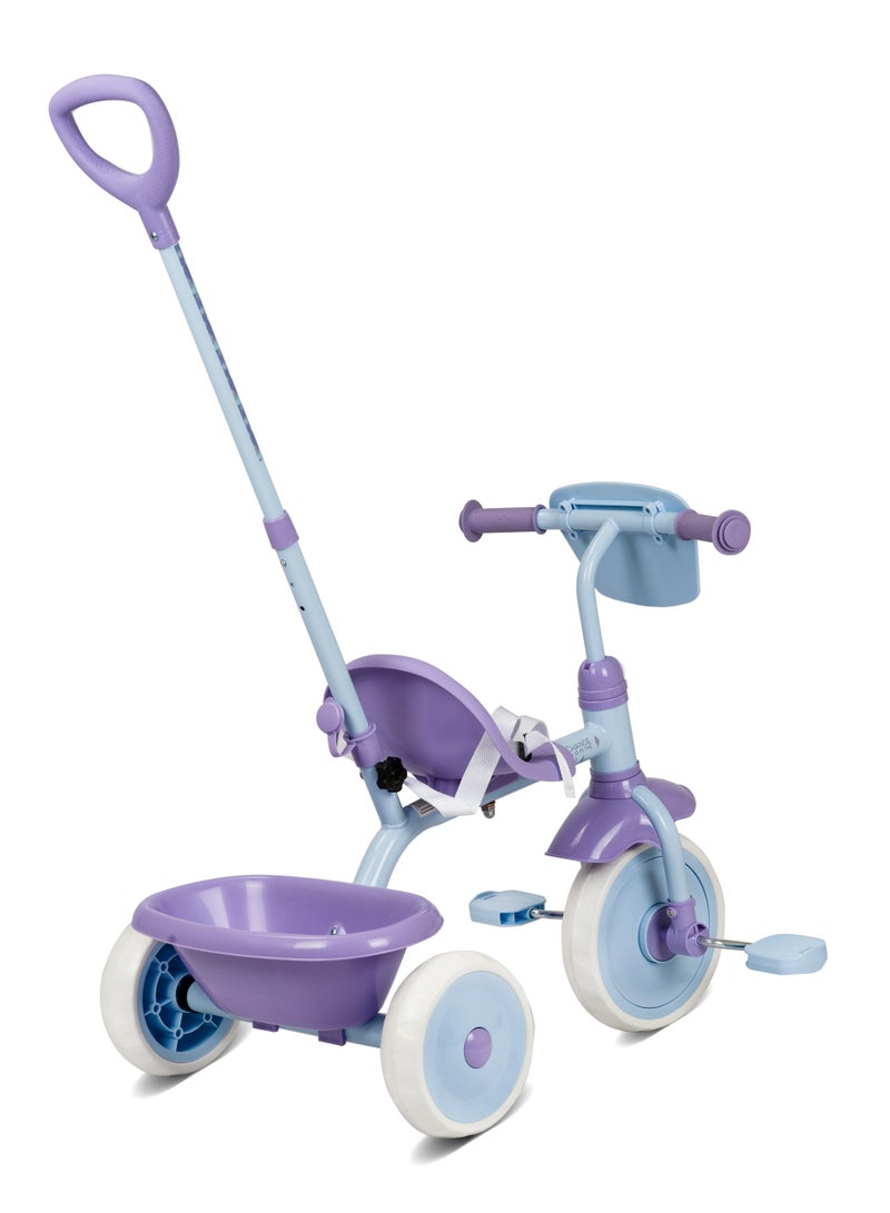 Spartan Disney Frozen Tricycle with Pushbar - Ergonomic Seat l Free-Wheel Pedal l 3-Point Safety Belt l Adjustable Handlebar l Detachable Push Bar l Comfortable & Safe Ride for Kids l Toddler Trike