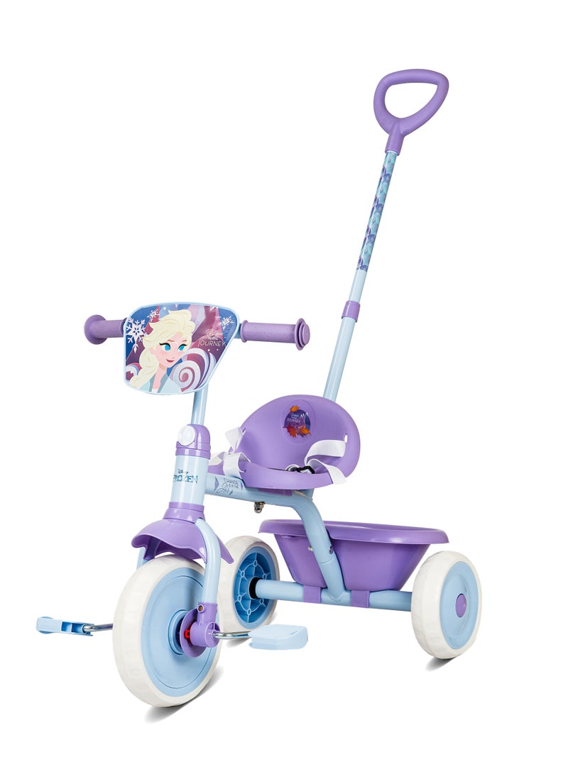 Spartan Disney Frozen Tricycle with Pushbar - Ergonomic Seat l Free-Wheel Pedal l 3-Point Safety Belt l Adjustable Handlebar l Detachable Push Bar l Comfortable & Safe Ride for Kids l Toddler Trike