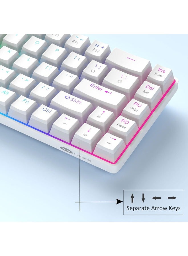 Mechanical Gaming Keyboard 60%,LED Backlit Keyboard, 68 Keys Mini Wired |Red Switch | White
