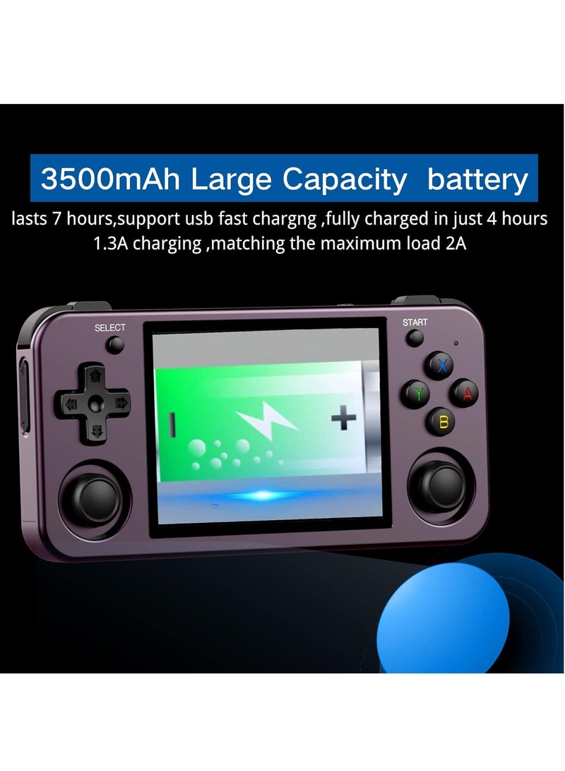 ANBERNIC RG353M Handheld Game Console Aluminum Alloy CNC Support Dual OS Android 11+ Linux, 5G WiFi 4.2 Bluetooth 3.5 Inch IPS Multi-Touch Screen 64G TF Card 4420+ Classic Games(Purple)