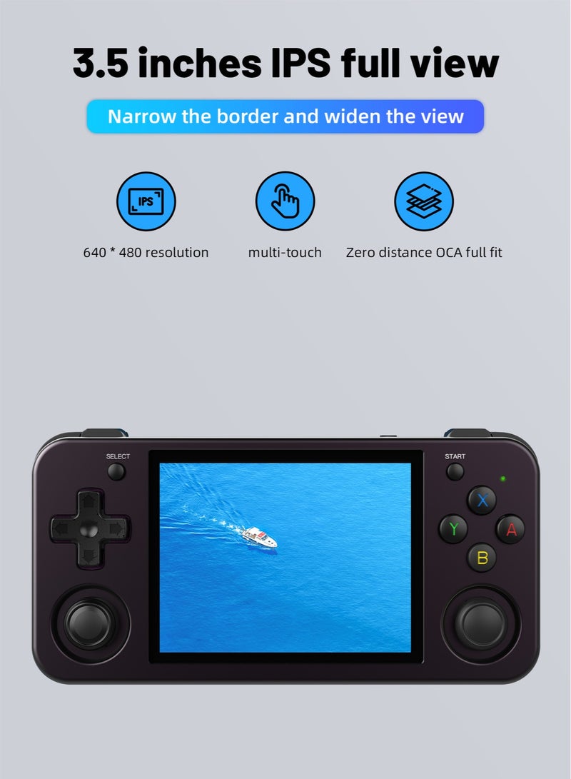 ANBERNIC RG353M Handheld Game Console Aluminum Alloy CNC Support Dual OS Android 11+ Linux, 5G WiFi 4.2 Bluetooth 3.5 Inch IPS Multi-Touch Screen 64G TF Card 4420+ Classic Games(Purple)