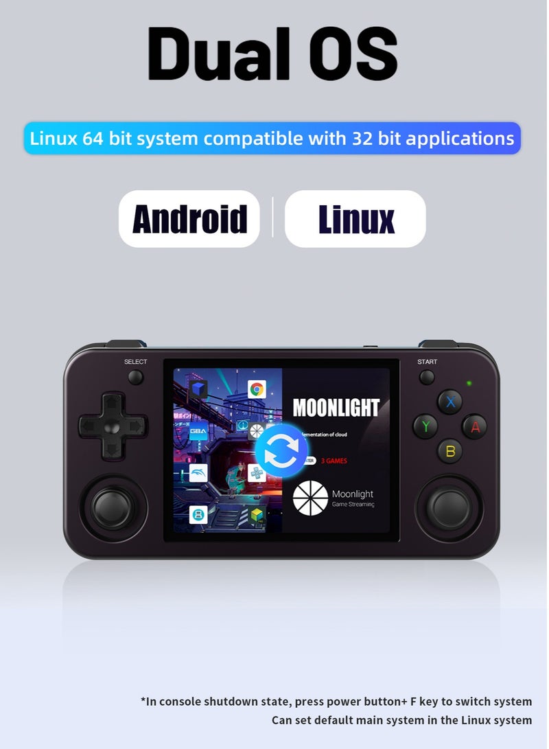 ANBERNIC RG353M Handheld Game Console Aluminum Alloy CNC Support Dual OS Android 11+ Linux, 5G WiFi 4.2 Bluetooth 3.5 Inch IPS Multi-Touch Screen 64G TF Card 4420+ Classic Games(Purple)