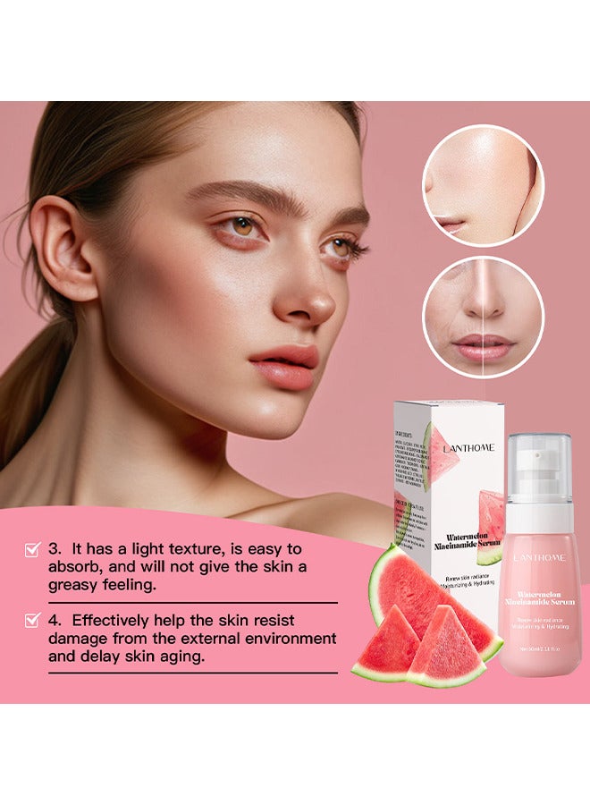 Watermelon Niacinamide Serum, Moisturizing Watermelon Toner Hyaluronic Facial Serum Multi Purpose Lightweight Face Highlighter, Brighten Liquid Highlighter For Skin Care, 60ML