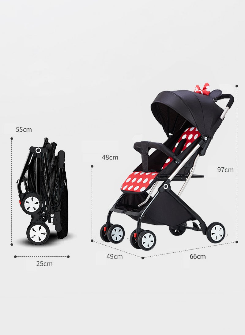 Large Space Comfortable Sitting and Lying Dual Use Folding Baby Stroller