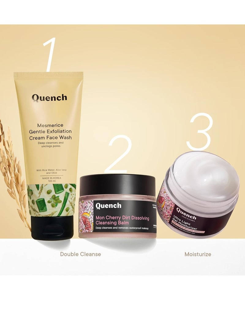 Quench Rice Water Gentle Exfoliation Cream Face Wash  Korean Face Wash for Glowing Skin  Brightens & Hydrates Skin with Aloe Vera & Vitamin E  Made in Korea 100ml