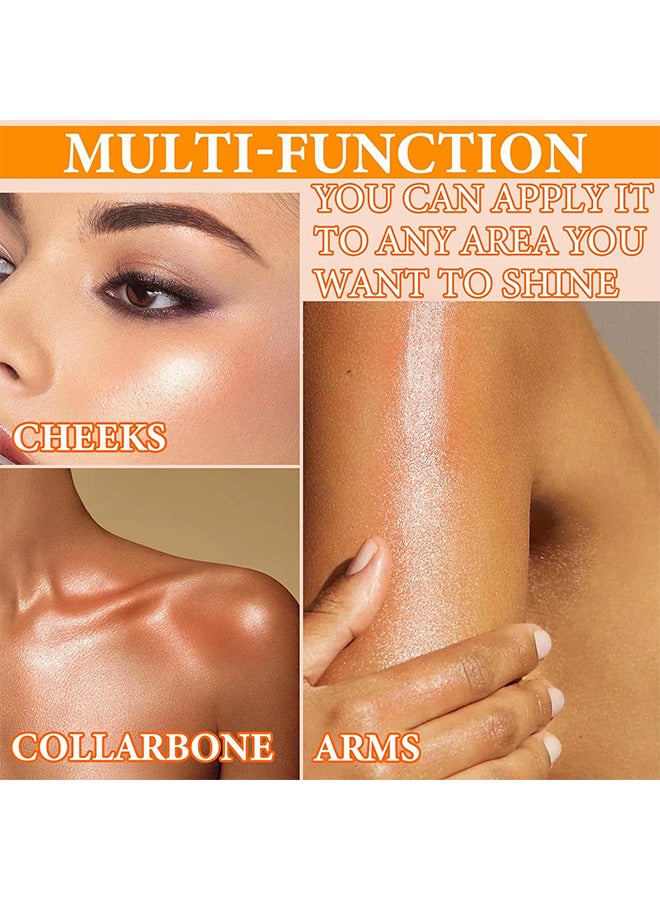 Body Highlighter Oil, Shimmer Body Oil Bronze Gold Bronze Face Brighten Glow Pearl Highlighter Illuminator Body Makeup Shine Glitter Gold Liquid Taning (Red Brown, 85ML)