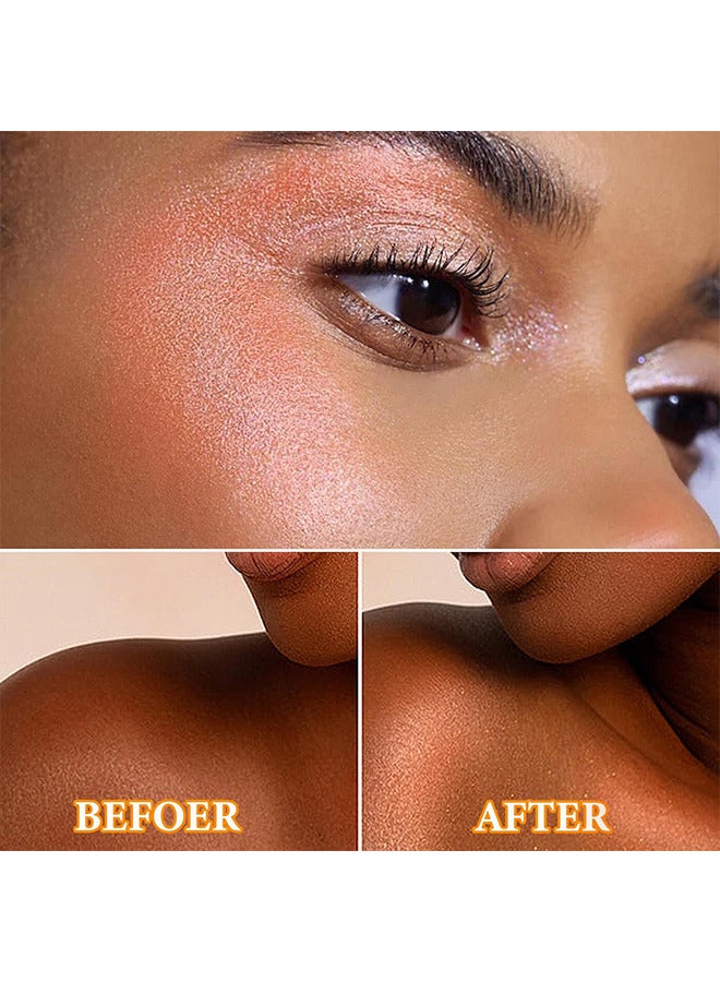 Body Highlighter Oil, Shimmer Body Oil Bronze Gold Bronze Face Brighten Glow Pearl Highlighter Illuminator Body Makeup Shine Glitter Gold Liquid Taning (Red Brown, 85ML)