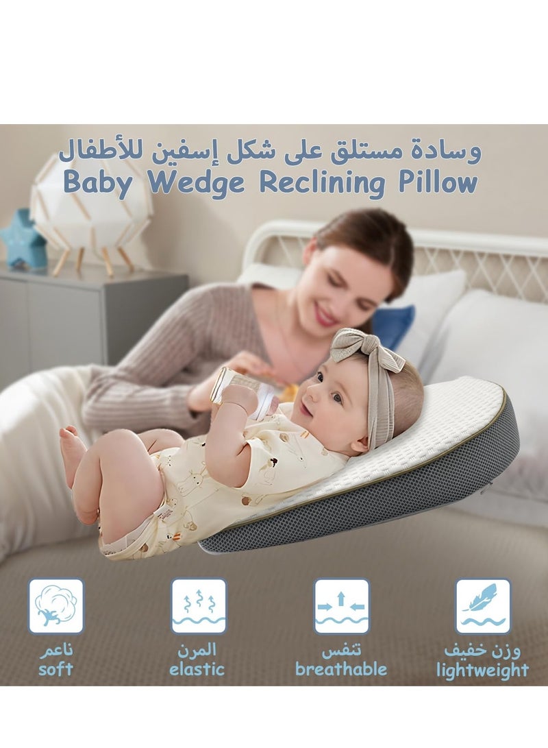 Baby Wedge Pillow Anti-Spit Milk Feeding Pillow for Reflux Sleeping Nursery Infant Square Crib 15 Inclination Mattress With Removable Cover Memory Foam Cotton Wedge Cushion for Newborn Child