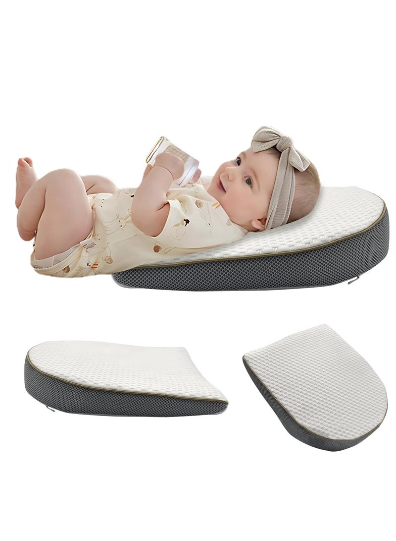 Baby Wedge Pillow Anti-Spit Milk Feeding Pillow for Reflux Sleeping Nursery Infant Square Crib 15 Inclination Mattress With Removable Cover Memory Foam Cotton Wedge Cushion for Newborn Child