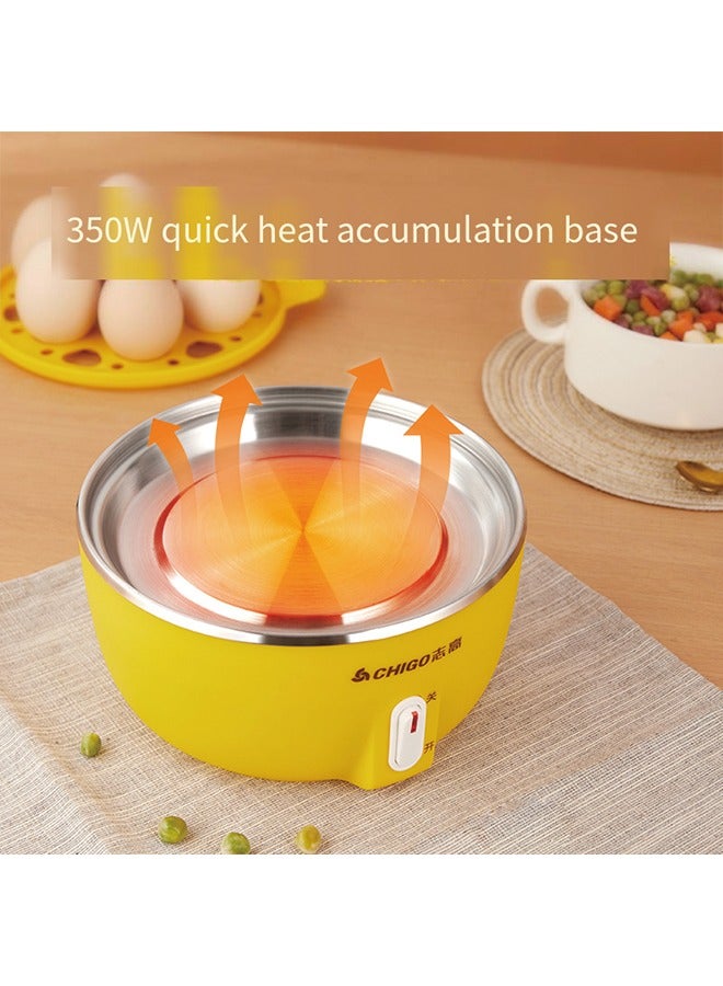 CHIGO Multi-Function Egg Cooker – Dual Layer, Automatic Shutoff, Visible Shell, Surround Steam, Rapid Heating, Anti-Dry Burn Protection, Easy to Clean – Yellow