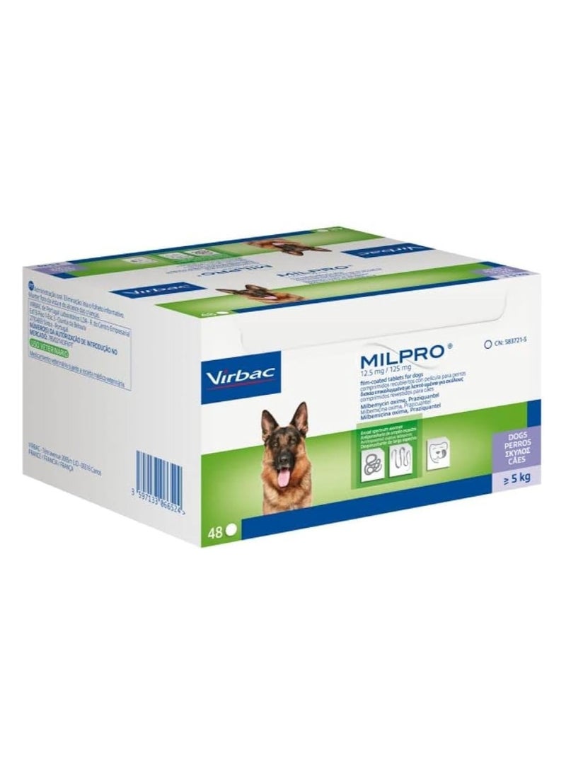 Virbac Milpro 12.5mg/125mg Worming Tablets for Dogs	( 2 tablet )